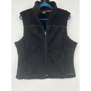 LL Bean‎ Vest Sleeveless Outdoor Women's XL Full Zip Sherpa Pockets Brown
